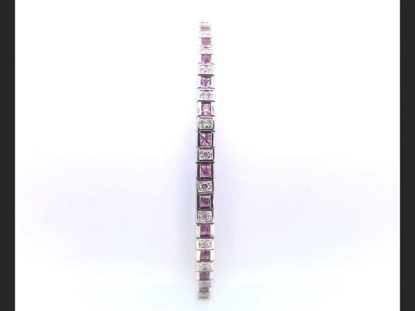 Pink Sapphire and Diamond Line Bracelet, 2.00 carats total