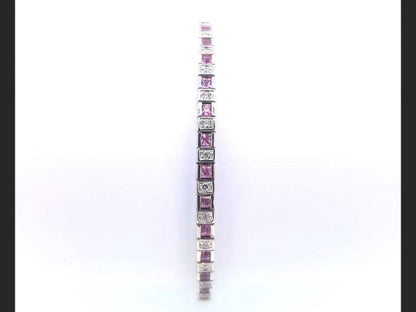 Pink Sapphire and Diamond Line Bracelet, 2.00 carats total