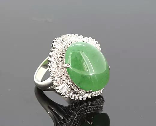Jade and Diamond Cluster Cocktail Dress Ring, 16.87 carat total