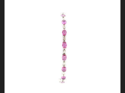 Pink Sapphire and Diamond Bracelet, 9.10 carats total, 18ct White Gold