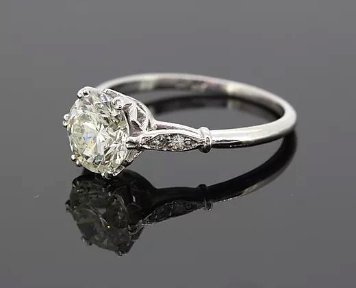 Vintage 1.51ct Old Cut Diamond Solitaire Engagement Ring, set in Platinum