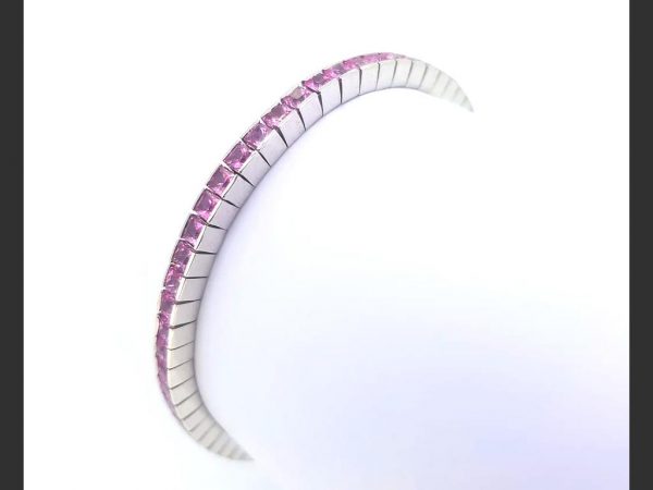 Pink Sapphire line bracelet, 5.00 carats, 18ct white gold