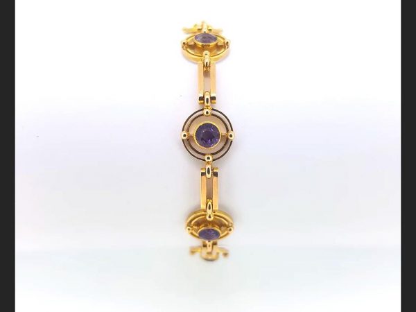 Vintage Amethyst Bracelet, 15ct Yellow Gold