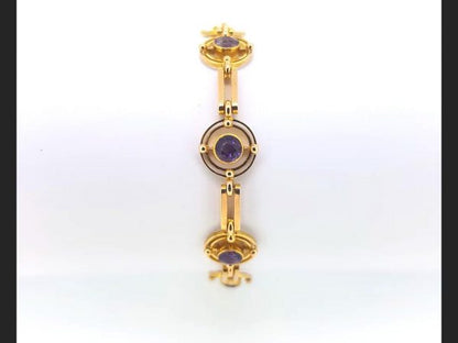 Vintage Amethyst Bracelet, 15ct Yellow Gold
