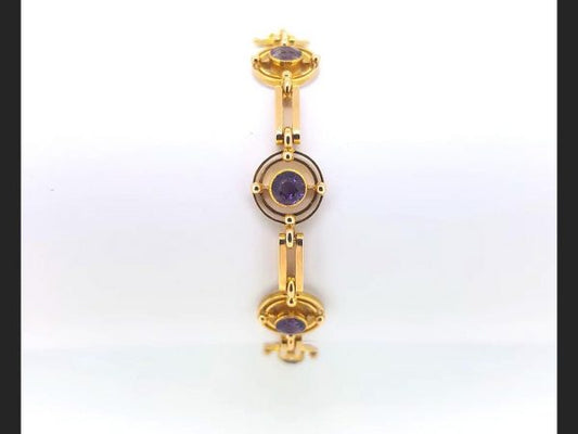 Vintage Amethyst Bracelet, 15ct Yellow Gold