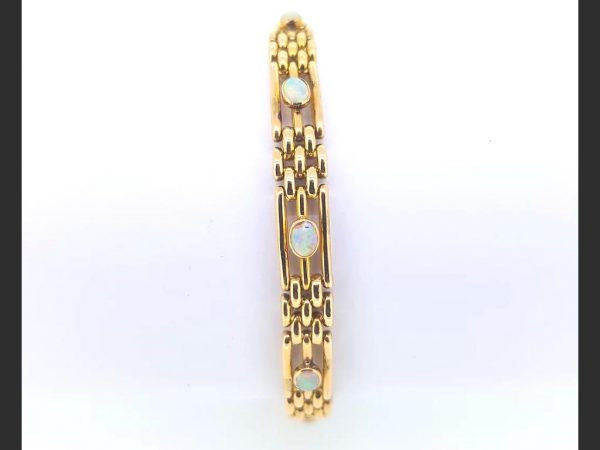 Victorian Gate Bracelet set with Opals, 15ct Yellow Gold