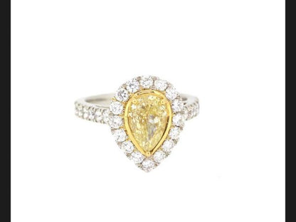 Fancy Yellow Diamond Cluster Ring, 3.16 carat total, 18ct White Gold