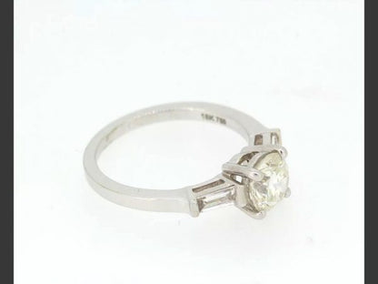 Solitaire Diamond Ring, Baguette Shoulders, 1.56 carats, 18ct White Gold