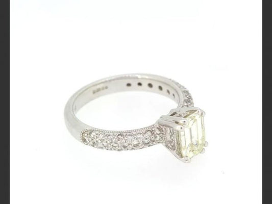 Emerald Cut Diamond Ring, 1.55 carat total, 18ct White Gold