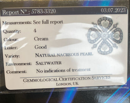 Antique Natural Pearl and Diamond Four Leaf Clover Brooch