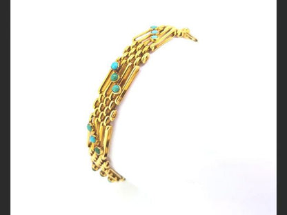 Victorian Turquoise Gate Bracelet, 15ct Yellow Gold