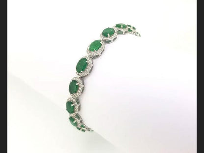 Emerald & Diamond Bracelet 18ct white gold.