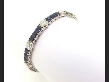 Vintage Sapphire and Diamond Bracelet, 15 carats total, 18ct White Gold