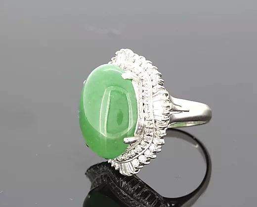Jade and Diamond Cluster Cocktail Dress Ring, 16.87 carat total