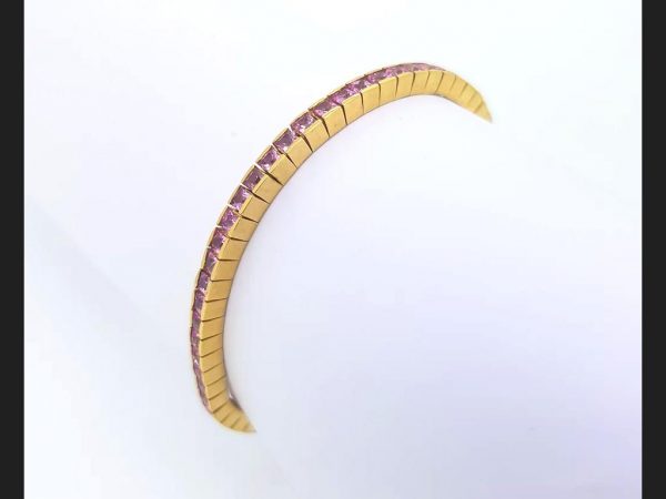Pink Sapphire Line Bracelet, 5.00 carats, 18ct Yellow Gold 17.7g