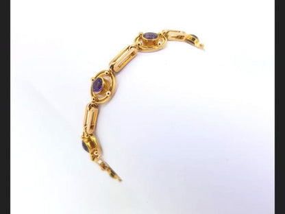 Vintage Amethyst Bracelet, 15ct Yellow Gold