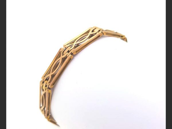 Victorian Gate Bracelet, classic and fluid design, 9ct Yellow Gold, 12.6g