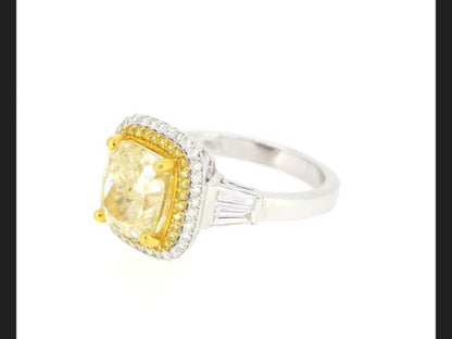 Fancy Yellow Diamond Cluster Ring, 4.02 carats