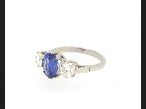 Sapphire and Diamond Trilogy Ring, Platinum