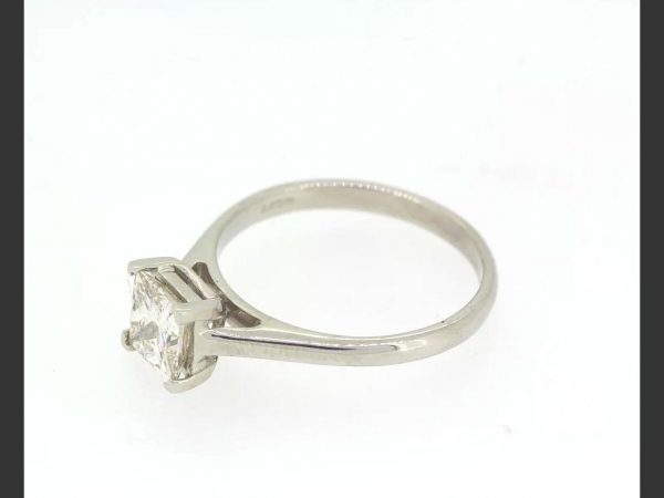 Square Cut Solitaire Diamond Ring, 1.01 carats, set in Platinum.