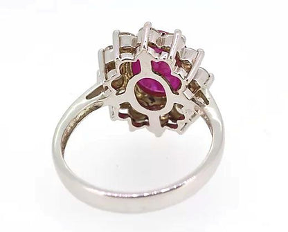 Ruby and Diamond Cluster Ring in 18ct White Gold, 3.00 carats