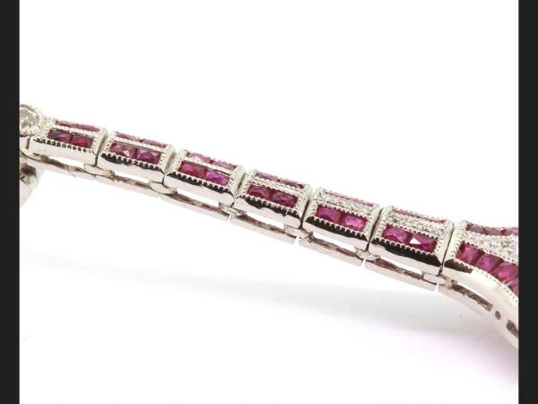 Ruby and Diamond Drop Earrings, French style secure fittings