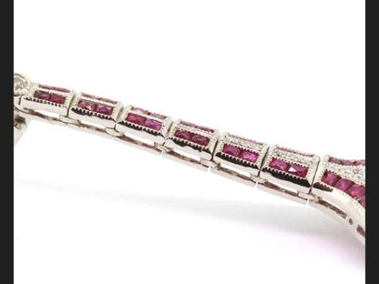 Ruby and Diamond Drop Earrings, French style secure fittings