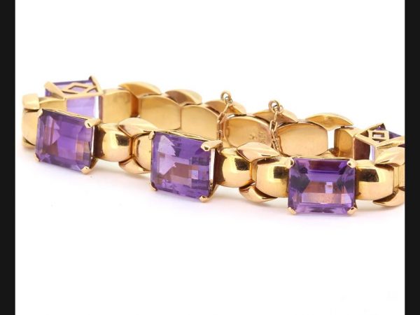1940's Amethyst bracelet, 18ct yellow gold