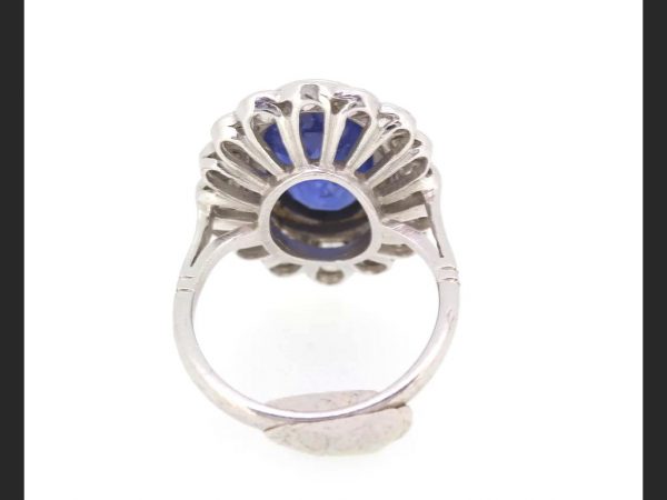 Vintage 4ct Sapphire and Diamond Cluster Ring in 18ct White Gold
