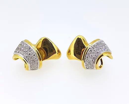Italian 1.50ct Diamond Cluster Earrings set in 18ct Yellow Gold