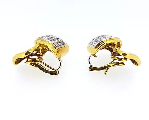 Italian 1.50ct Diamond Cluster Earrings set in 18ct Yellow Gold