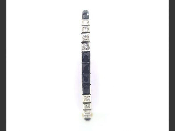 Onyx and Diamond Line Bracelet, 2.00 carats, 14ct White Gold