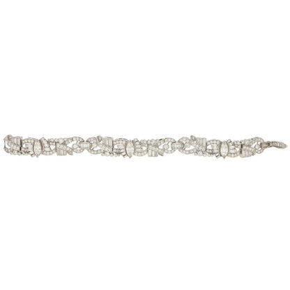 Art Deco Inspired Marquise Diamond Bracelet in White Gold