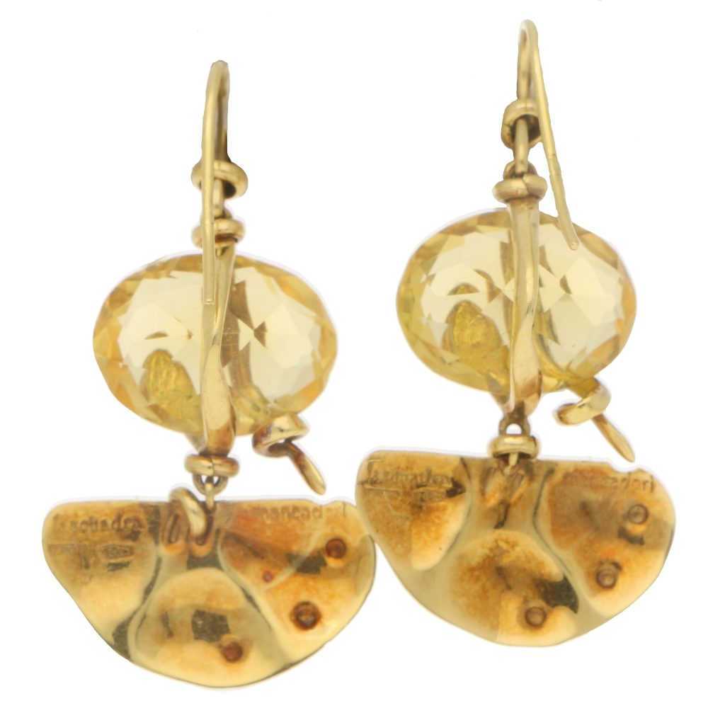 La Squadra citrine gold earrings with snake detail