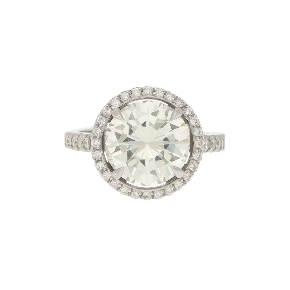3.75ct Round Brilliant Diamond Halo Engagement Ring in Platinum
