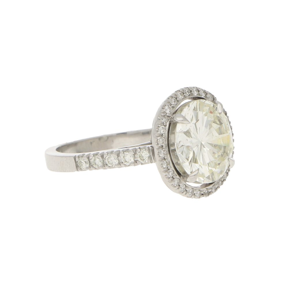 3.75ct Round Brilliant Diamond Halo Engagement Ring in Platinum