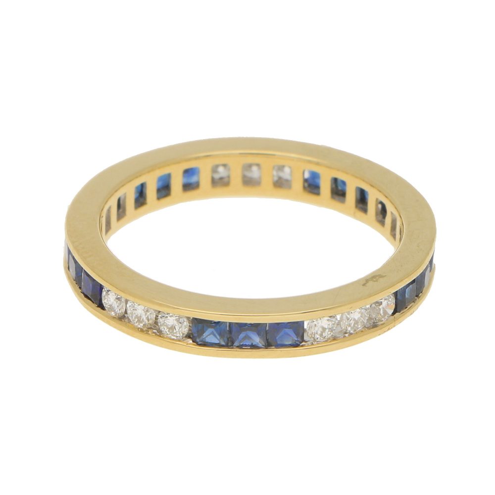 Sapphire and Diamond Full Eternity Ring in 18ct Yellow Gold