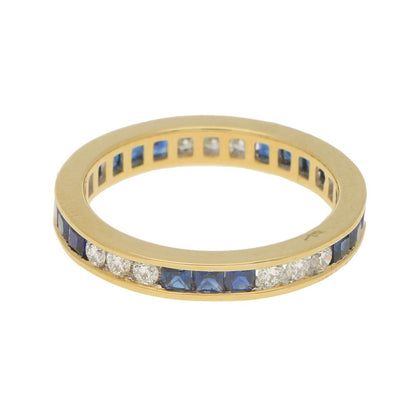 Sapphire and Diamond Full Eternity Ring in 18ct Yellow Gold