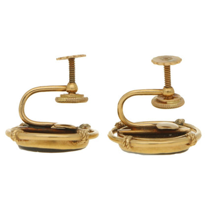 Victorian Antique Sardonyx Golfing Earrings