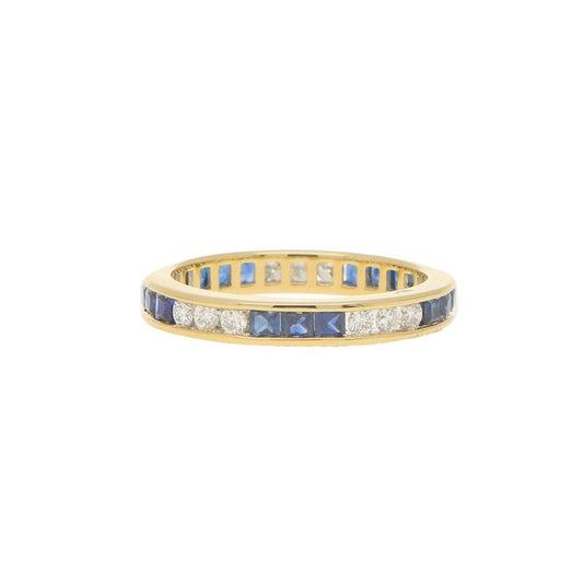Sapphire and Diamond Full Eternity Ring in 18ct Yellow Gold