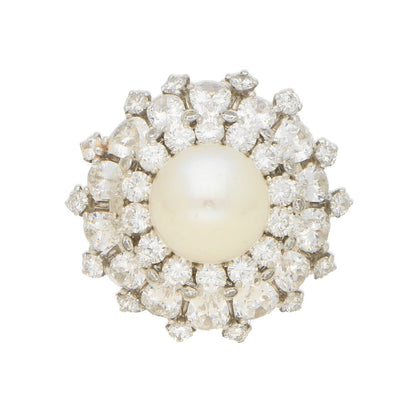 Pearl and Diamond Ballerina Cluster Ring