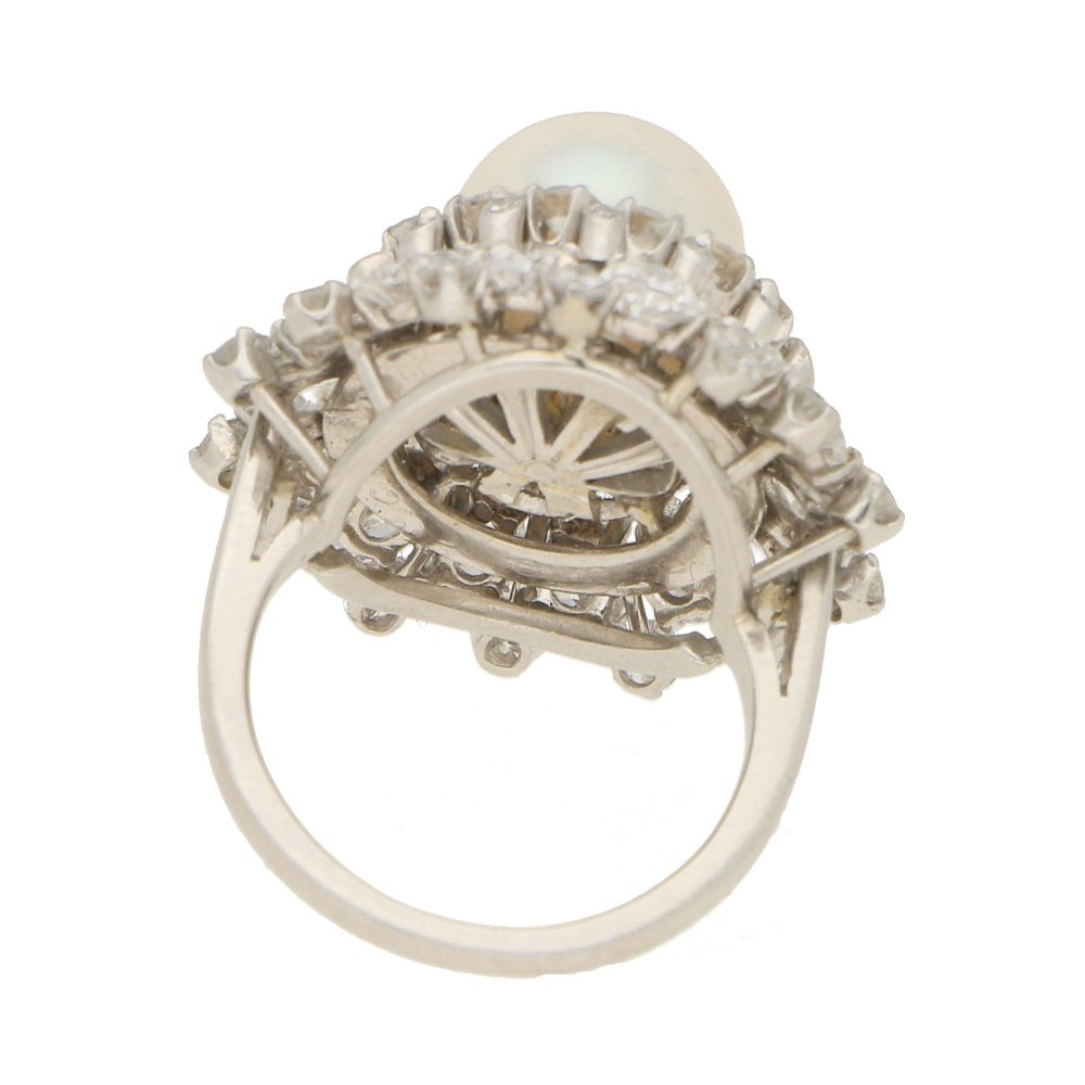 Pearl and Diamond Ballerina Cluster Ring