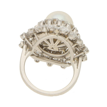 Pearl and Diamond Ballerina Cluster Ring