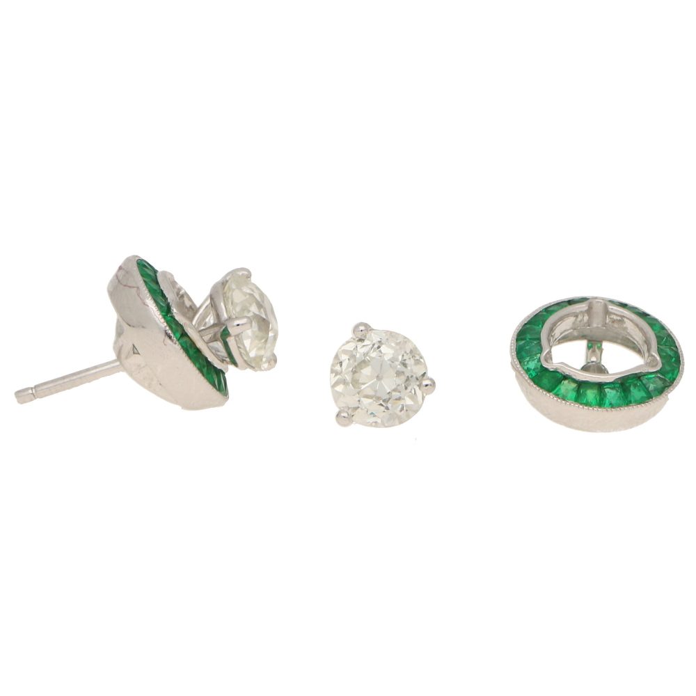 Art Deco Style Emerald and Diamond Earstuds