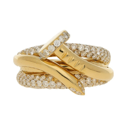 18ct Yellow Gold Pave Set Diamond Nail Ring