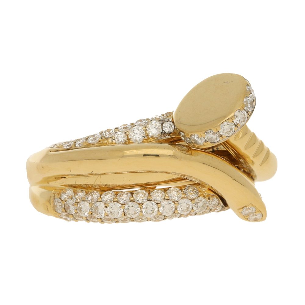 18ct Yellow Gold Pave Set Diamond Nail Ring