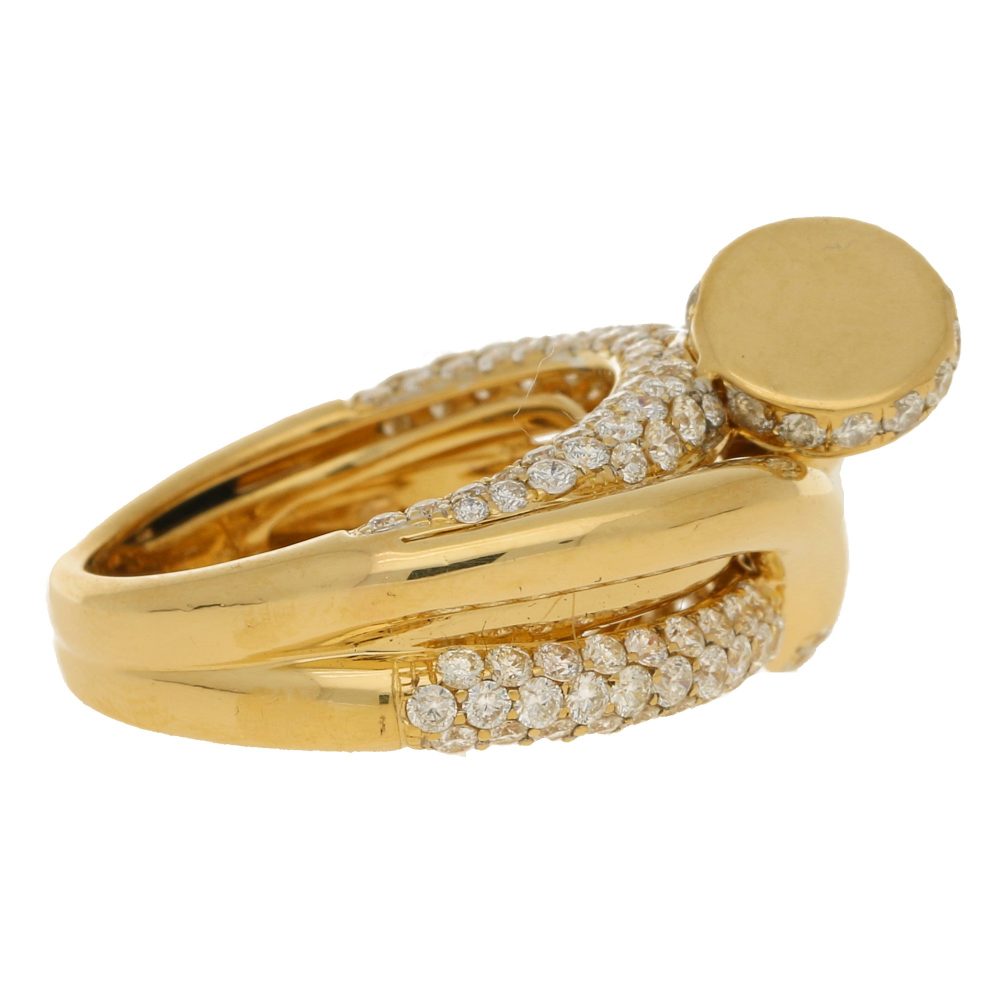 18ct Yellow Gold Pave Set Diamond Nail Ring