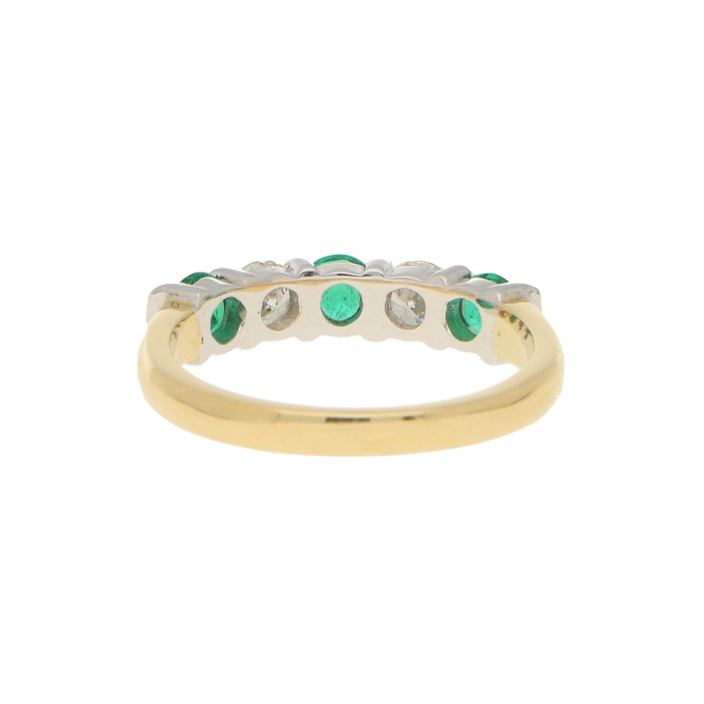 Emerald and Diamond Half Eternity Five Stone Ring