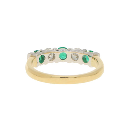 Emerald and Diamond Half Eternity Five Stone Ring