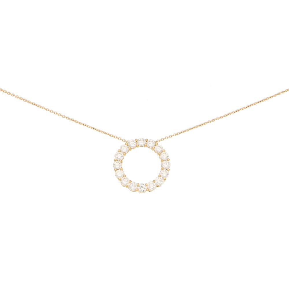 Round Brilliant Cut Diamond Circle Pendant Necklace